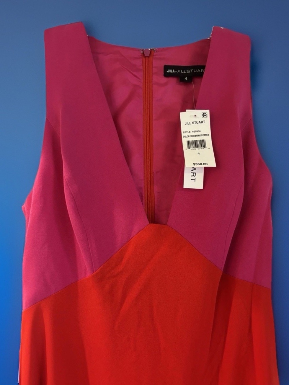 JILL STUART | Colorblock Sleeveless Column Gown Sz 4 NWT Pink Red Orig $368